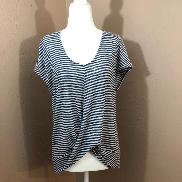 Anthropologie Tops - W5 Anthropologie Knitted Blue Stripe Top Sz S